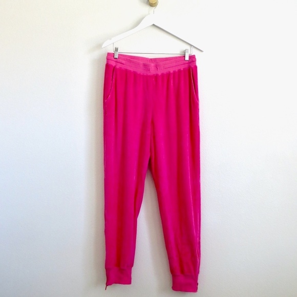 SUNDRY Zip Ankle Velour Jogger Sweatpants Hot Pink Size 3 Large - Picture 8 of 15